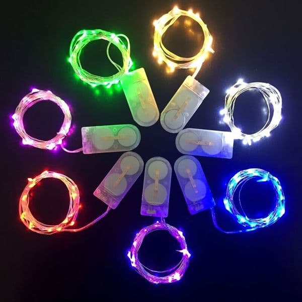 Mini CR2032 Button batteries 2M 20led Christmas Holiday Wedding Party Decoration Festi LED Copper Wire String Fairy Lights Lamps