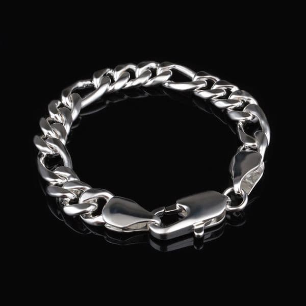 Free shipping trendy fashion high quality 925 silver Men's 10MM flat Three Interval one Classic Bracelet jewelry holiday gift 1563