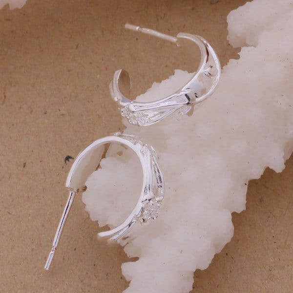 Fashion (Jewelry Manufacturer) 40 pcs a lot Carved circle earrings 925 sterling silver jewelry factory Fashion Shine Earrings