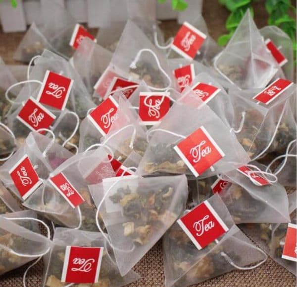3000pcs/lot Pyramid Tea Bag Filters Nylon TeaBag Single String With Label Transparent Empty Tea Bags