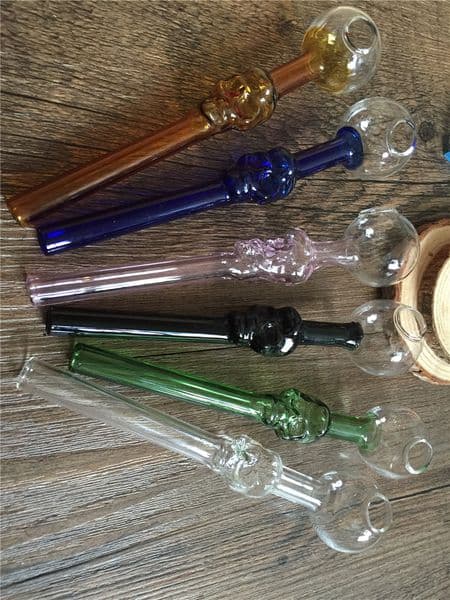 wholesale new Skull Glass Oil Burners Thick colorful Glass Pipe for Smoking high quality handle tobacco pipes free shipping