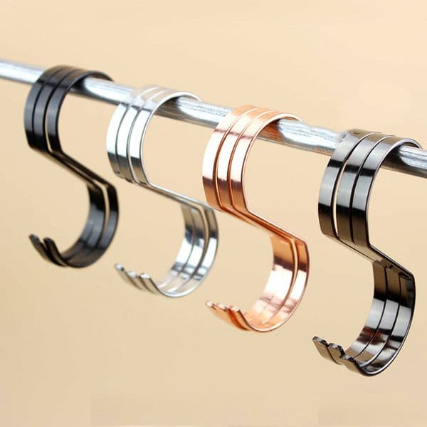 Stainless Steel S Shaped Hooks Clothes Hanger Silver/Black/Rose Gold Pants Bag Hanger Rack Home Store Storage QW9549
