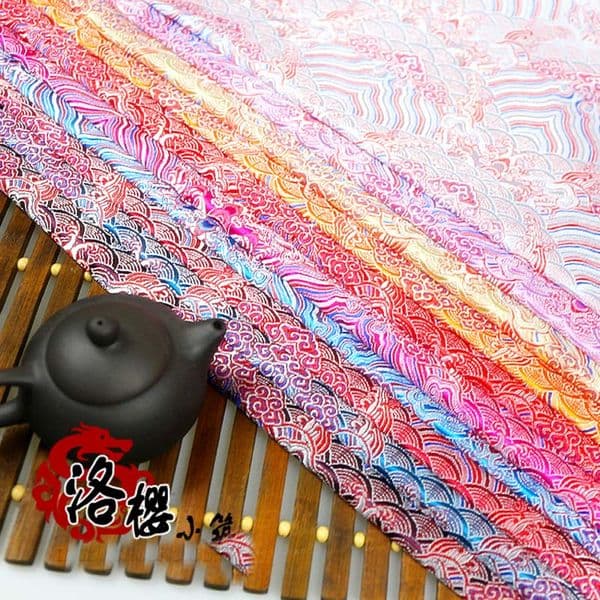 Jacquard Brocade Silk Satin China Costume Dress kimono Cloth COS clothing Damask fabrics Wavy pattern