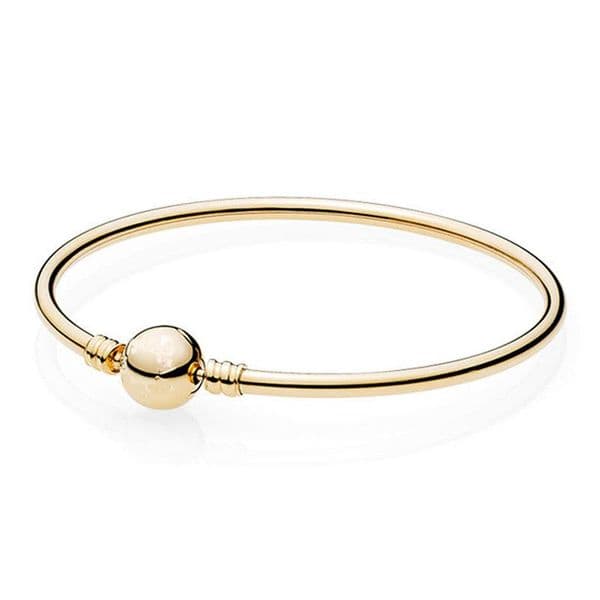 925 Sterling Silver Anklets Gold Color Ball Clasp Clip Suitable Smooth Bracelet Bangle Fit Bead Charm DIY Original Jewelry