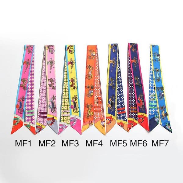 New Design Scarf Print Tie Women Silk Scarf Fashion Head Brand Handle Bag Ribbons Small Long Scarves