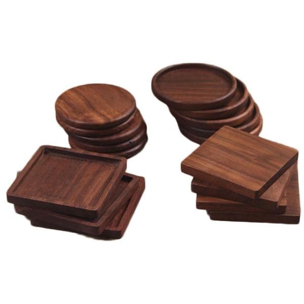 4 Style Walnut Wood Coasters Coffee Tea Cup Pads 8.8*8.8cm Insulated Drinking Teapot Table Mats home desk decor items