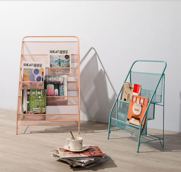 Nordic iron magazine book shelf Living Room Furniture simple floor shelfs children's bookshelf picture books rack household storage newspaper racks