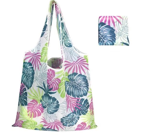 Large Foldable Shopping Bag Polyester Printted Reusable ECO Friendly Shoulder Bag Folding Pouch Storage Bags SN4079