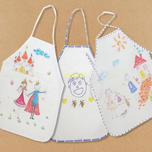 Children Apron DIY Painting Disposable Blank White Kids Aprons Kitchen Cooking Bib Paint Eat Drink Outerwear Apron