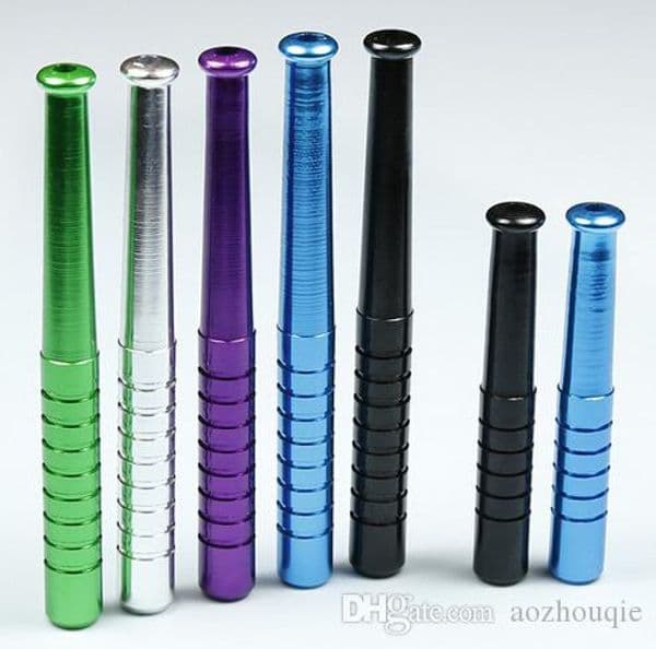 Wholesale 10pc baseball bat shape metal aluminum smoking pipe Hand Pipe mouth tips cleaners hookah rolling machine grinder