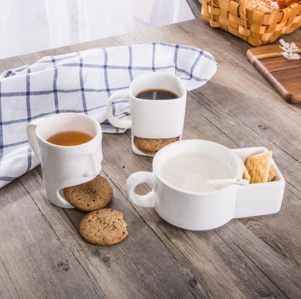 Ceramic Milk Cups with Biscuit Holder Dunk Cookies Coffee Mugs Storage for Dessert Christmas Gifts Ceramic Cookie Mug SN700