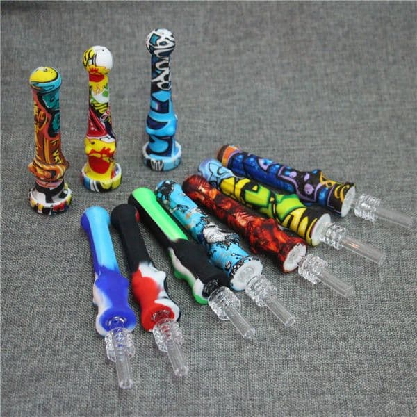 hookahs silicone NC Kit with Quartz Tips Straw Oil Rigs Smoking Pipe