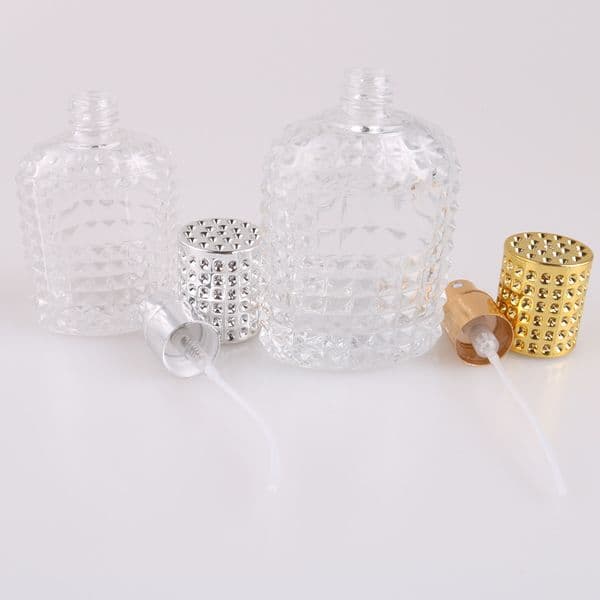 wholesale 30ml 50ml pineapple dotted transparent glass perfume dispensing empty spray bottle