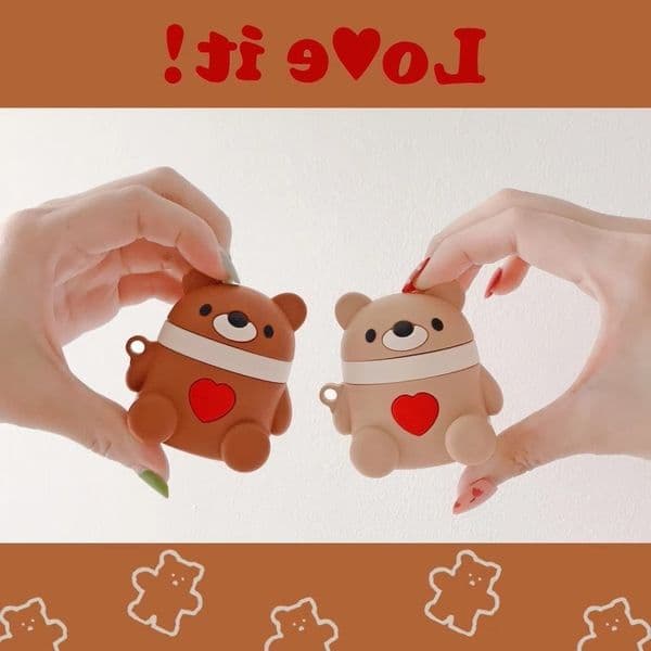 1 2 Cartoon Originality Three-dimensional Little Bear Airpods/ Generation Apply Headset Set Apple Bluetooth Protect Sheath Silica Gel Fund