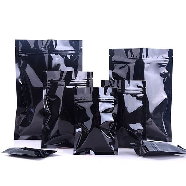 wholesale 7 Sizes Available Black 100pcs/Lot Aluminum Foil Packing Bags Heat Seal Sample Packets with Zipper Resealable Mylar Zip Lock Food Grade Storage Bag