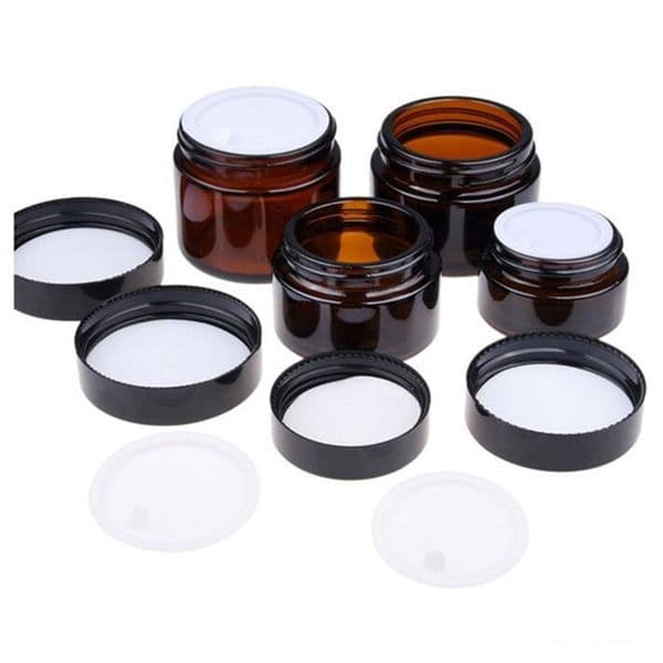 wholesale 5g 10g 15g 20g 30g 50g Amber Brown Glass Face Cream Jar Refillable Bottle Cosmetic Makeup Lotion Storage Container Jars