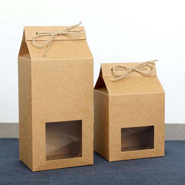 Tea packaging cardboard kraft paper bag,Clear Window box For Cake Cookie Food Storage Standing Up Paper Packing Bag LX2705