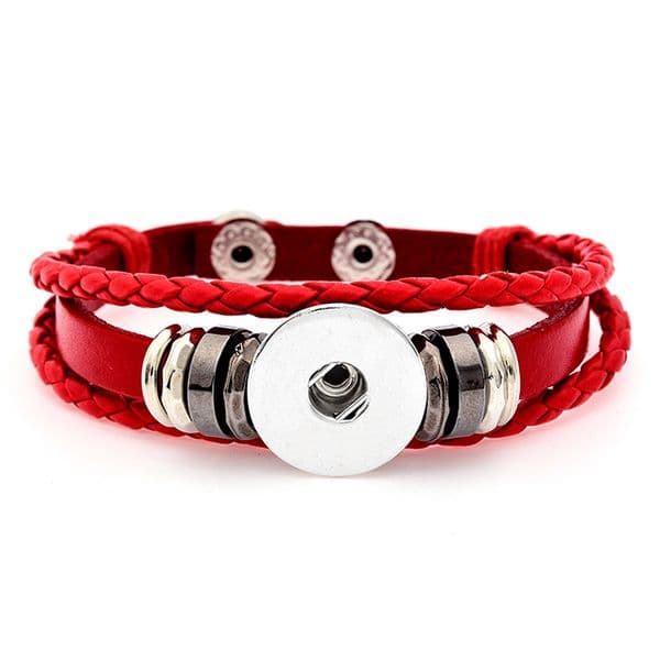 Wholesale- Leather Bracelet Noosa Chunk 18mm Metal Button Bracelet Ginger Snap Button Statement Jewelry Wholesale Snap Jewelry Snap Bracelet