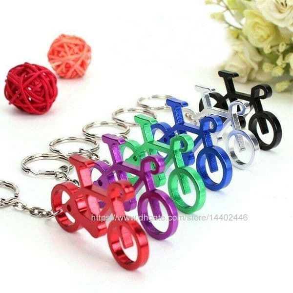 200pcs aluminum Alloy sport bike shaped bottle opener keychains bicycle beer openers key ring key chain gift mix colors