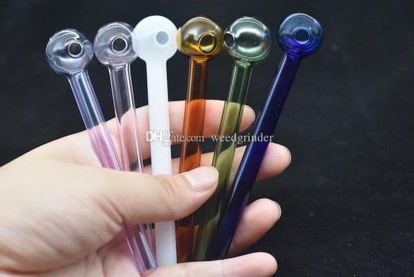 Wholesale cheap colorful 4inch glass oil burner pipe straight Pyrex glass oil tube pipe for smoking