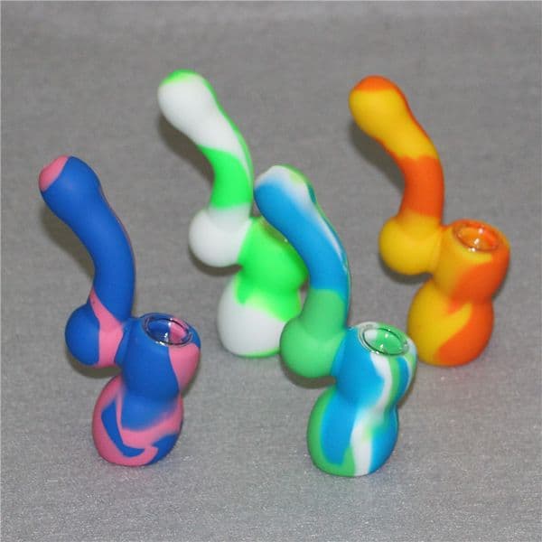 Silicone Creative Smoking Pipe Glass Water Pipes Acrylic Bongs Tabacco Shisha Pipe water pipe silicone oil rigs glass ash catchers
