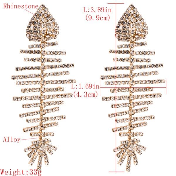 Fashion-multilayer set diamond fishbone earrings female claw chain fashion earrings Bohemian style