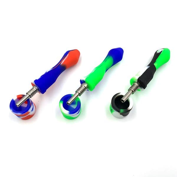 Silicone Smoking Pipe with Titanium Tip Mini NC Kit Set 10mm GR2 Nail Dab Tool Accessories