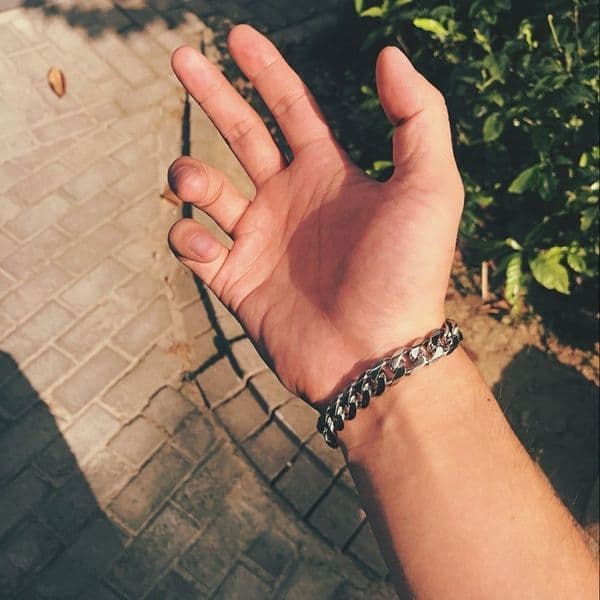 Stainless Steel Men Retro Bracelet Gifts Mens Chain Curb Cuban Link Accessories Black Rock Charm Hand Chain Bracelets Male