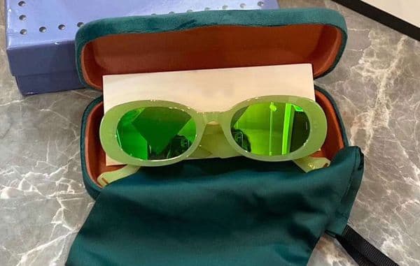 0517 Oval Slim Sunglasses for Women Men Fluorescent Neon Green Pearl Glasses Fashion Oval Sunglasses Glasses Shades New with Box