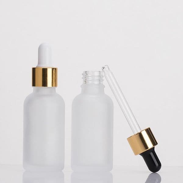 Empty Frosted Clear 30ml Glass Bottle Dropper With Gold Silver Black Lids And Eye Dropper For Essential Oil E Liquid 30ml LX1380