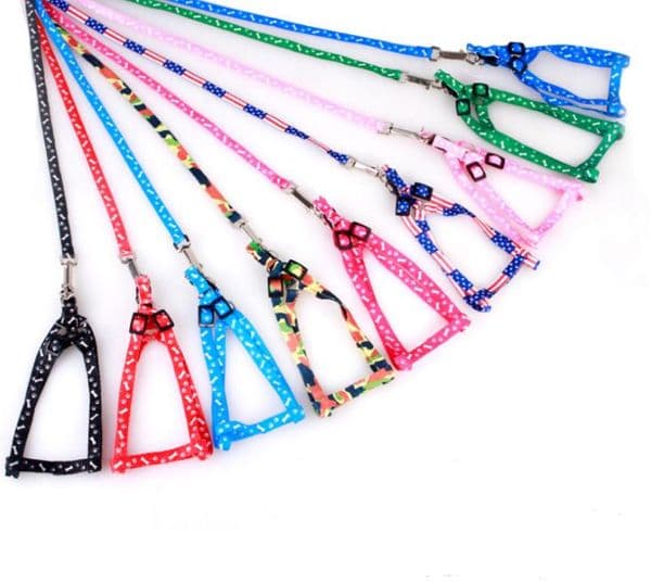 Newest 1.0*120cm Dog Harness Leashes Nylon Printed Adjustable Pet Dog Collar Puppy Cat Animals Accessories Pet Necklace Rope Tie Collar SN