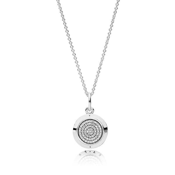 Pave Disc Pendant Authentic 925 Sterling Silver designer Necklace Women Wedding Party Jewelry Diamond necklace with Luxurious Retail Box Set