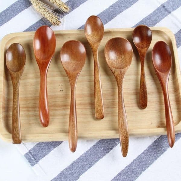 Eco-Friendly Natural Wooden Teaspoon Tableware Milk Honey Spoon Soups Coffee Tea Scoop Kitchen Baby Dinnerware B2