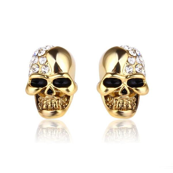 Vintage Personalized crystal Skull Stud Earrings For women men Punk Gold Silver Rose Gold Earring Halloween Jewelry Gift