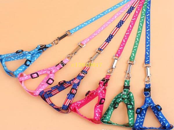 1.0*120cm Dog Harness Leashes Nylon Printed Adjustable Pet Dog Collar Puppy Cat Animals Accessories