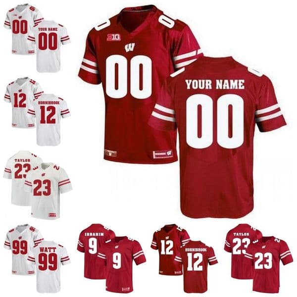 2019 Custom NCAA Wisconsin Badgers 16 Russell Wilson 23 Jonathan Taylor 99 J. J. Watt 28 Montee Ball Football Jerseys S-3XL