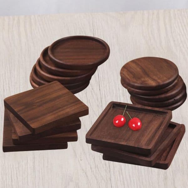 4 Style Walnut Wood Coasters Coffee Tea Cup Pads 8.8*8.8cm Insulated Drinking Mats Teapot Table Mats home desk decor LX1580
