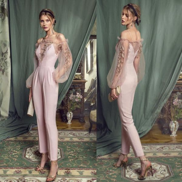 Papilio 2019 Mother of the Bride Dresses Pants Suits Spaghetti Straps Long Sleeve Lace Appliques Evening Gowns 2 Pieces Wedding Guest Dress