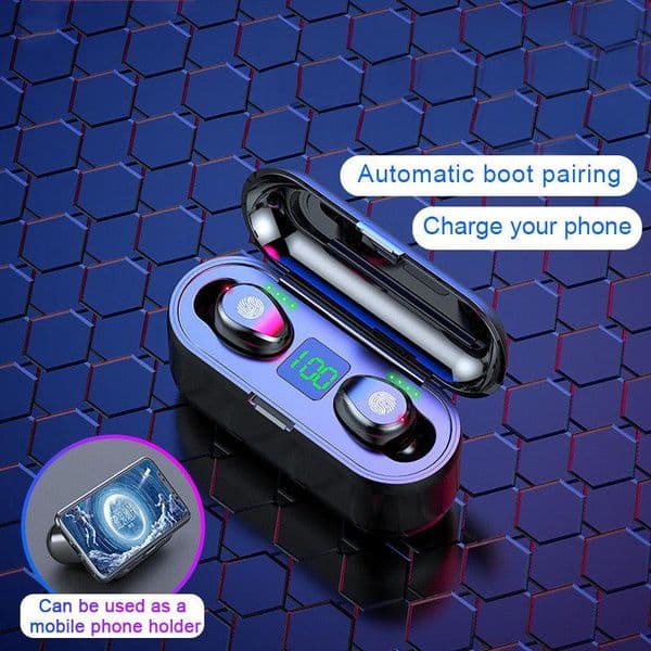 TWS 5.0 Earphone F9 Wireless Earbuds Mini Bluetooth V5.0 Headphone LED Display With 2000mAh Power Bank Music Sports Headset With Microphone
