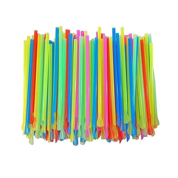 Colorful Disposable Spoon Straws Drinking Spoon Straw for Coffee Milk Shaved Ice Milkshakes Kithcen Barware Wholesale