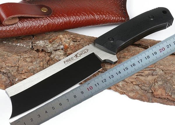 High Quality Freewolf Outdoor Survival Straight Knife 9Cr18 Satin Blade Full Tang G10 folding knife Handle Fixed Blade Knives With Leather Sheath