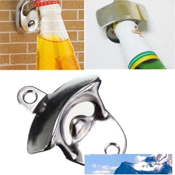 Stainless steel Wall Mounted Bottle Opener Creative Wall opener Beer bottle opener Use screws fix on the wall Free shipping