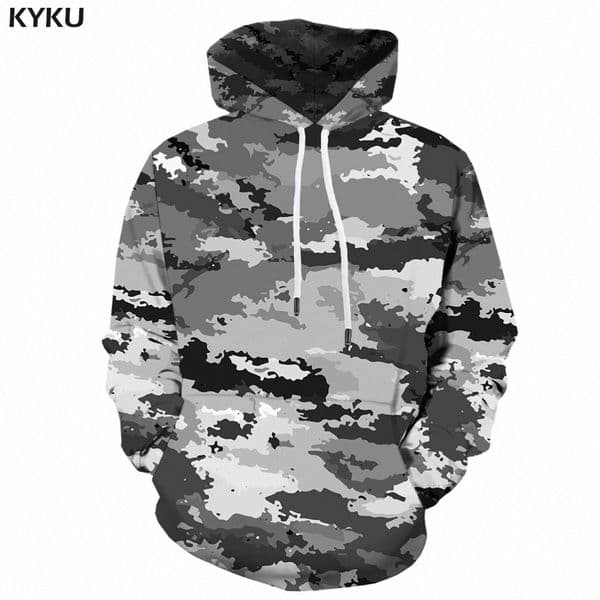 KYKU Camouflage Hoodie Men Streetwear Gray Camo 3d Hoodies Anime Print Sweatshirt Hooded Military Vintage Mens Clothing Pullover CX200722