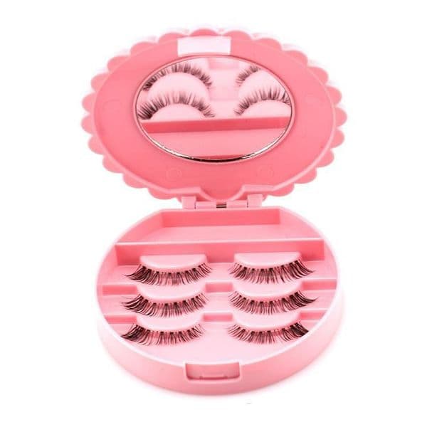 NEW Acrylic Cute Bow False Eyelashes Eye Lashes Storage Box Makeup Cosmetic Mirror Case Organizer