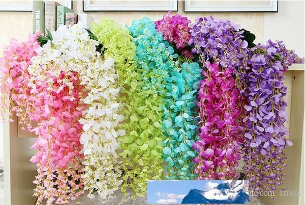 24PCS Artificial Vines Hanging Wisteria Vineyard vines flower vine decoration for Wedding Centerpieces Wisteria Garland Home Ornament