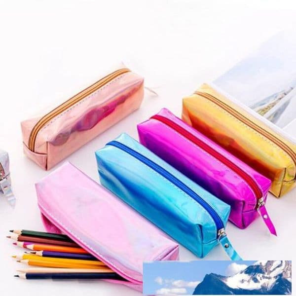 Iridescent Laser Pencil Case Quality PU School Supplies Stationery Gift Pencilcase School Cute Pencil Box School Tools LX8768