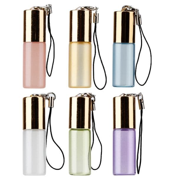 Wholesale Mini 5Ml Travel Pot Portable Empty Refillable Glass Sample Roll On Bottle With Pendant For Essential Oil Liquid Perfume B2