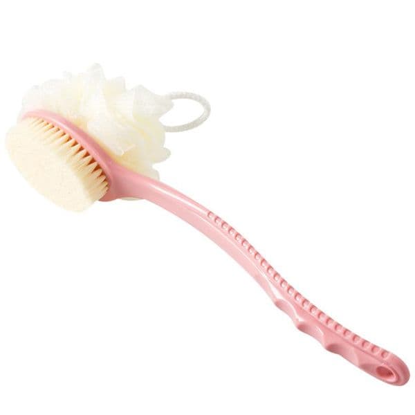 2 in1 Long Bath Brush Bath sponge Back Brush Massage Natural Soft Bristle Brush with Plastic Handle FFA3998-6
