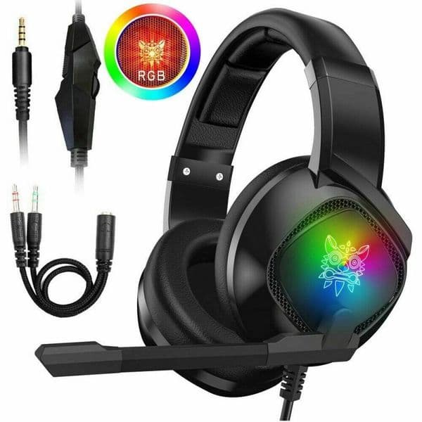 ONIKUMA K19 Gaming Headset Bass Headphones With Microphone For PS4 New Xbox One Laptop PC Tablet phone RGB LED Lights Luminous Earphone Y260525