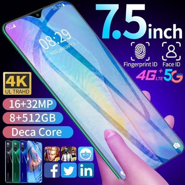 Cross-Border Explosion 7.5-Inch A70spro Smartphone 8G Large Memory Mobile Phone Factory OEM Android Smartphone Free Shipping